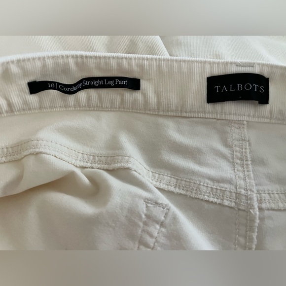 Talbots Corduroy Straight Leg Pant sz 16 Cream - Picture 2 of 14